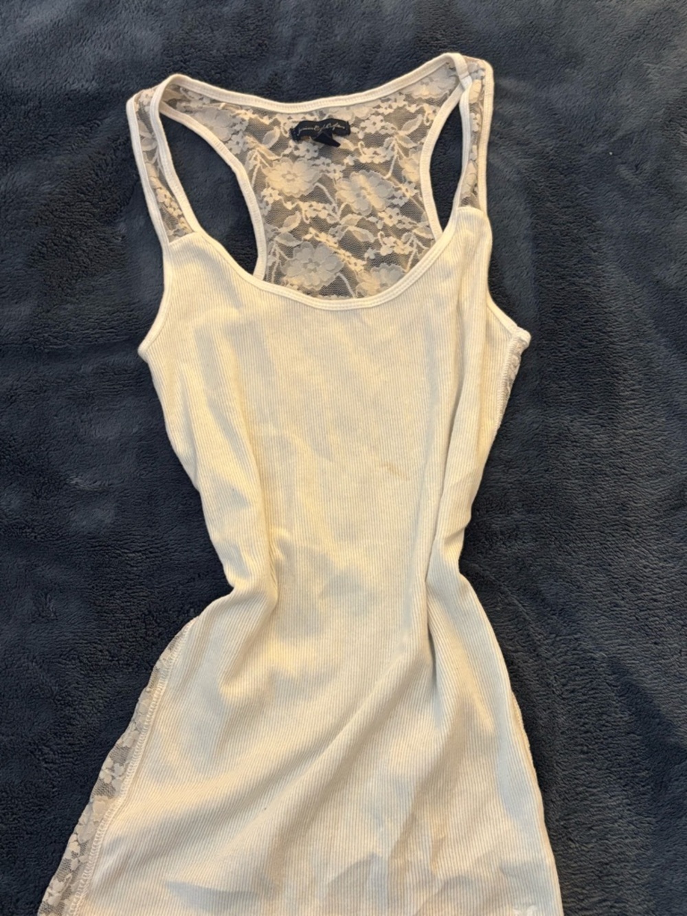 American Eagle Outfitters Cream Lace-Back Ribbed Tank
